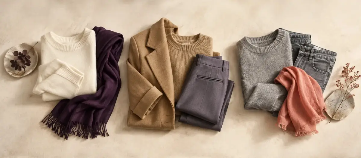 Three garment groups showing light-dark, warm-cool and saturation contrast